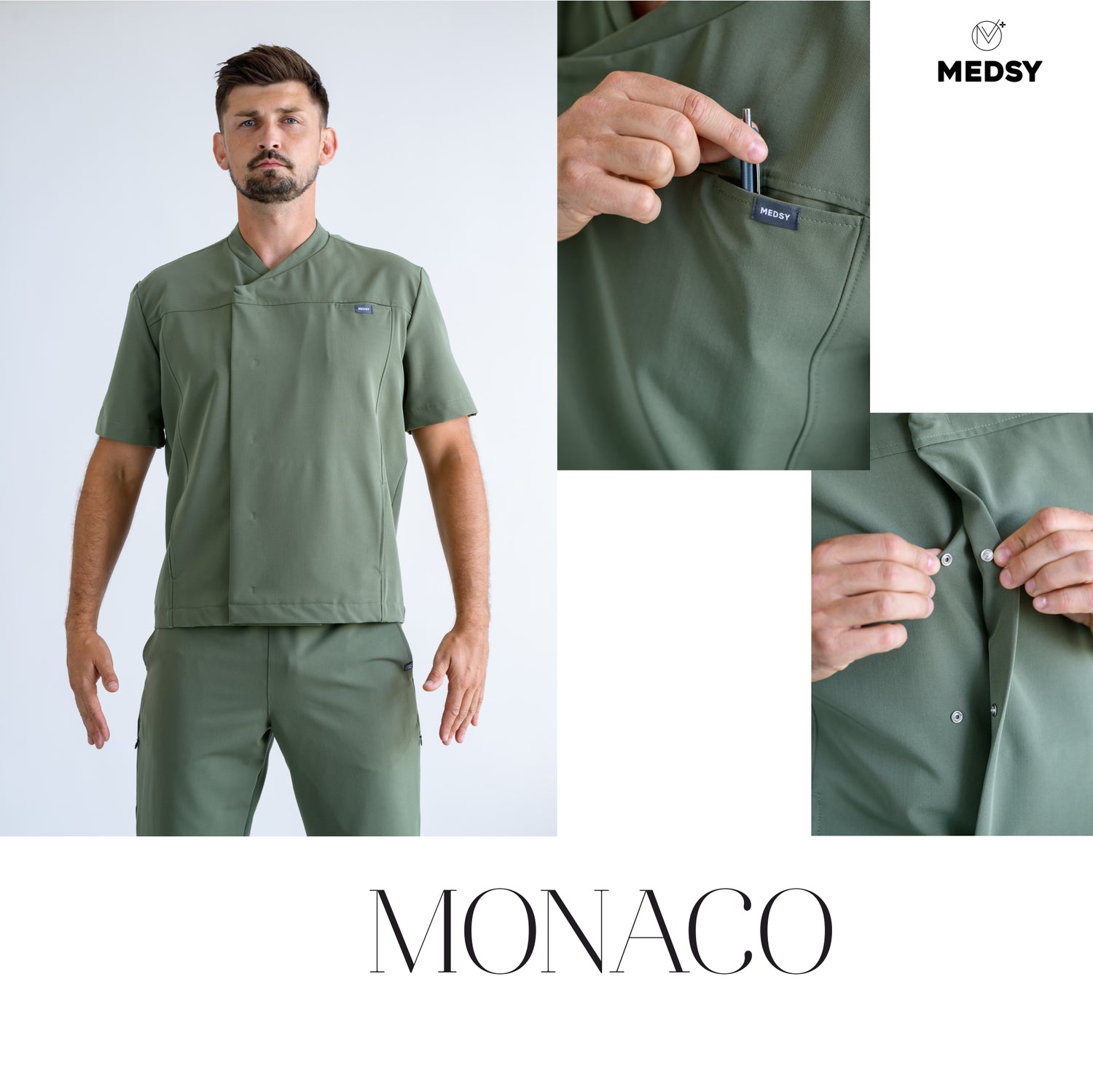 bluza medyczna męska zapinana na napy