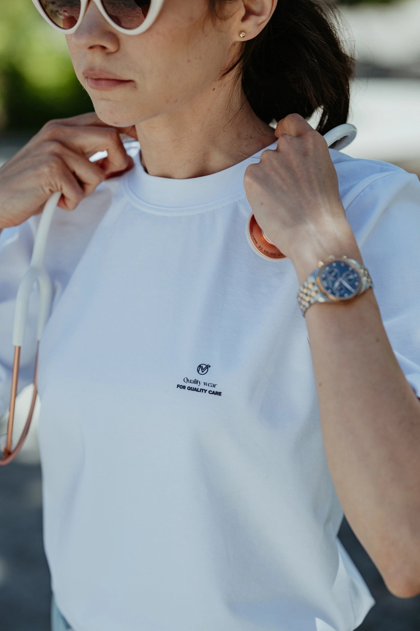 Biała koszulka damska SPLENDOR Premium Cotton - Medsy