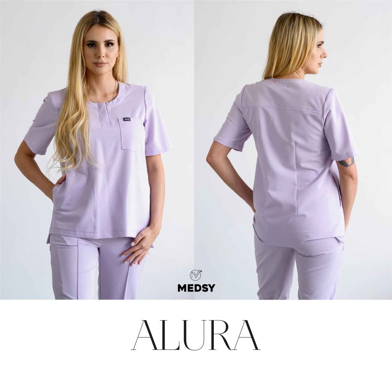 bluza medyczna damska w kolorze lawendowym z wiskozą