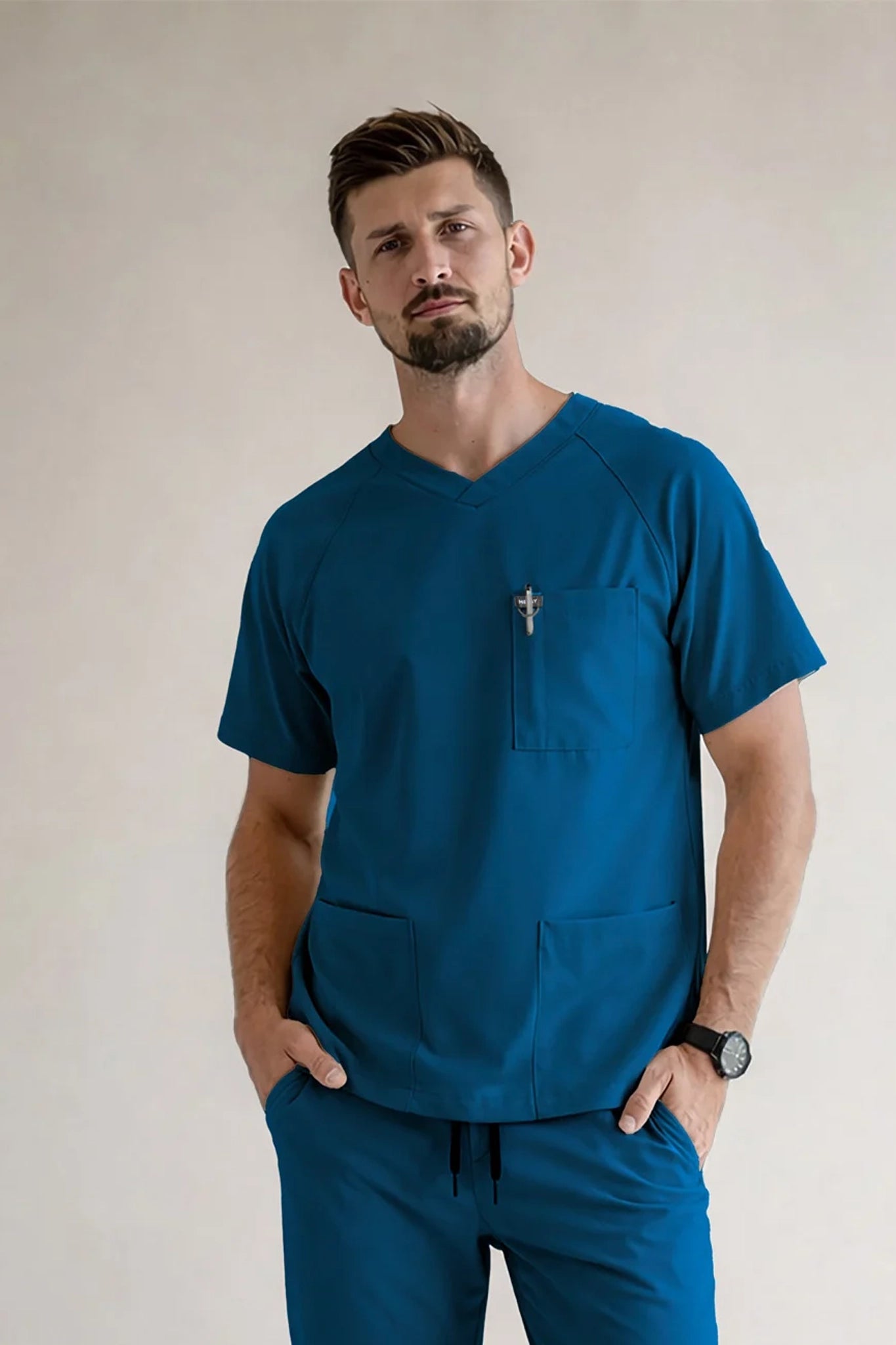 Morska bluza medyczna męska KARDO (azure)