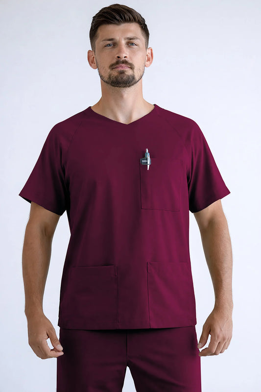 Wiśniowa bluza medyczna męska KARDO (sangria)