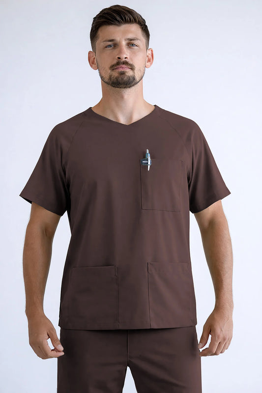 Ciemnobrązowa bluza medyczna męska KARDO (walnut)