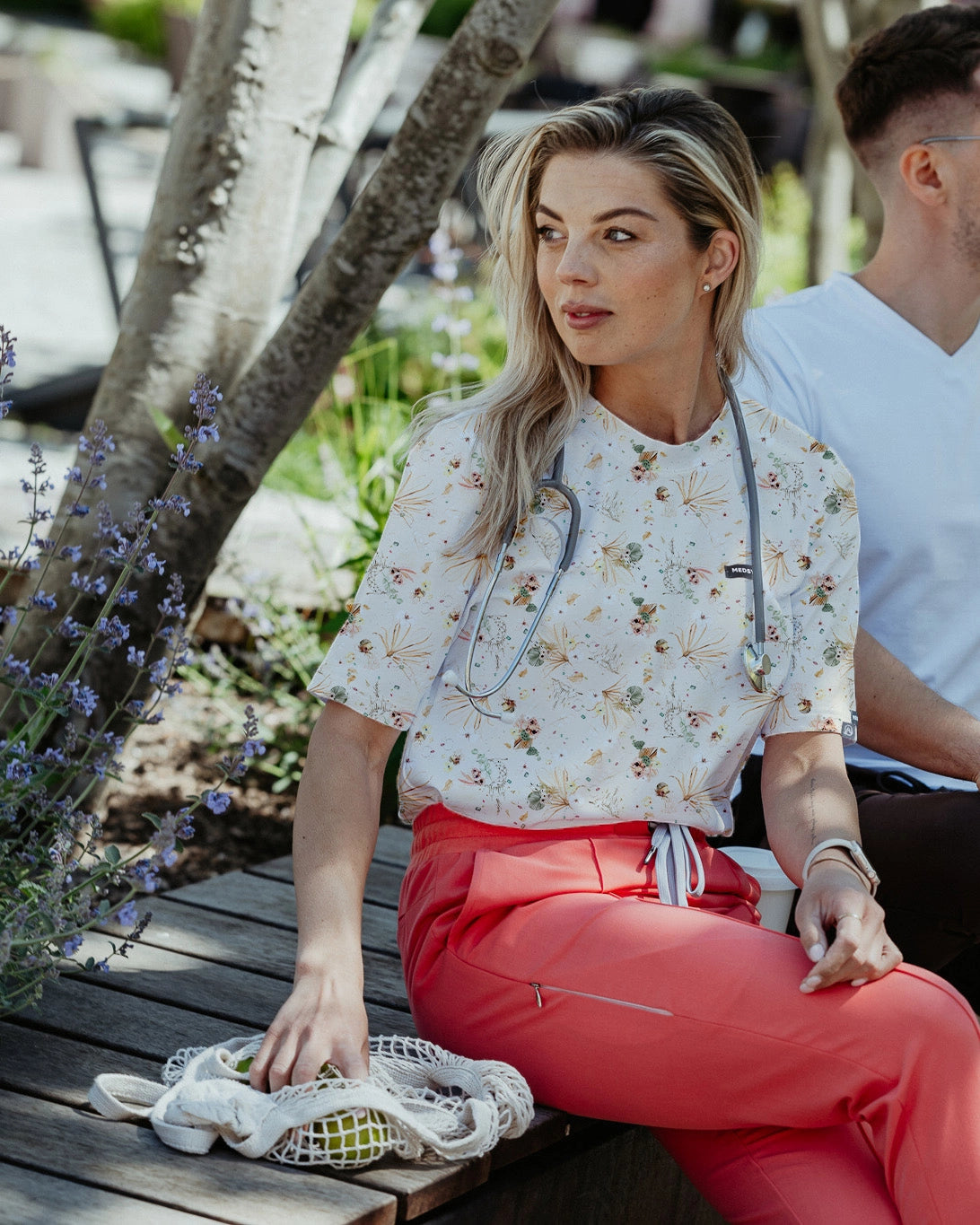 Bambusowa bluzka medyczna damska we wzorki LAVAL