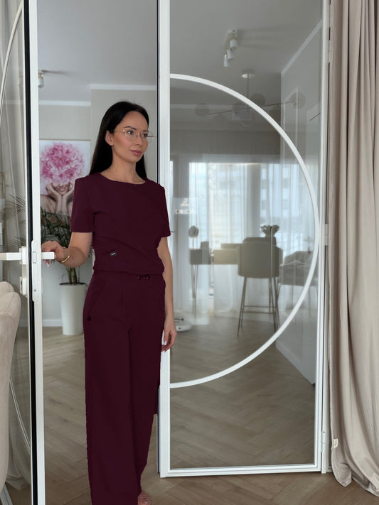 Bluzka medyczna damska SYDNEY w winnym kolorze sangria